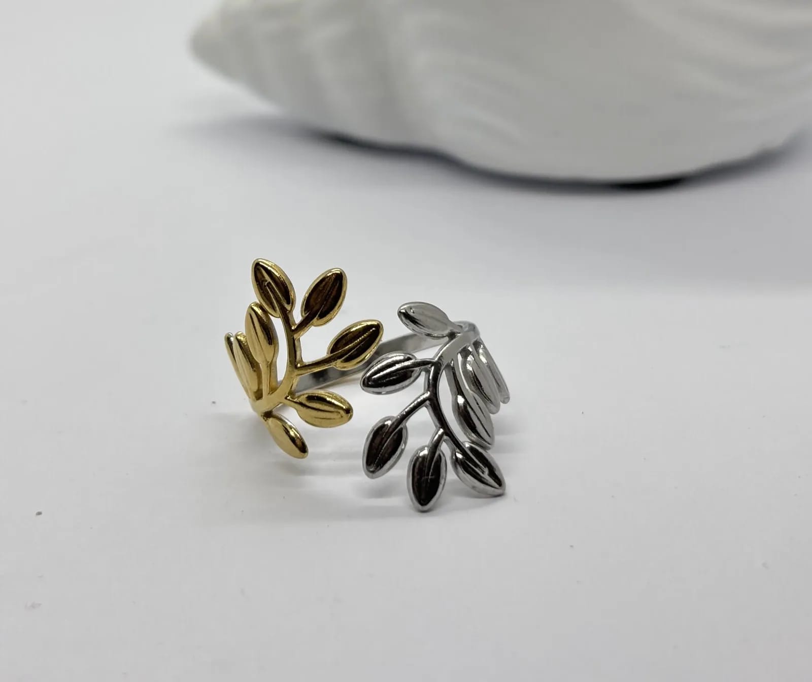 Two-Tone Leaf Ring — Rings