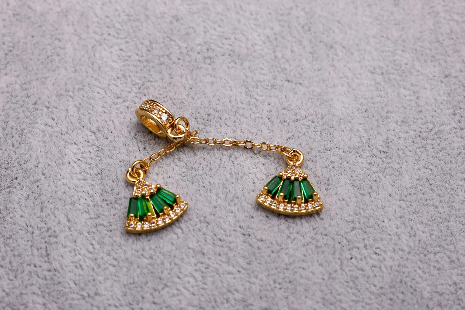 Green Fan Charm — Handmade Charms