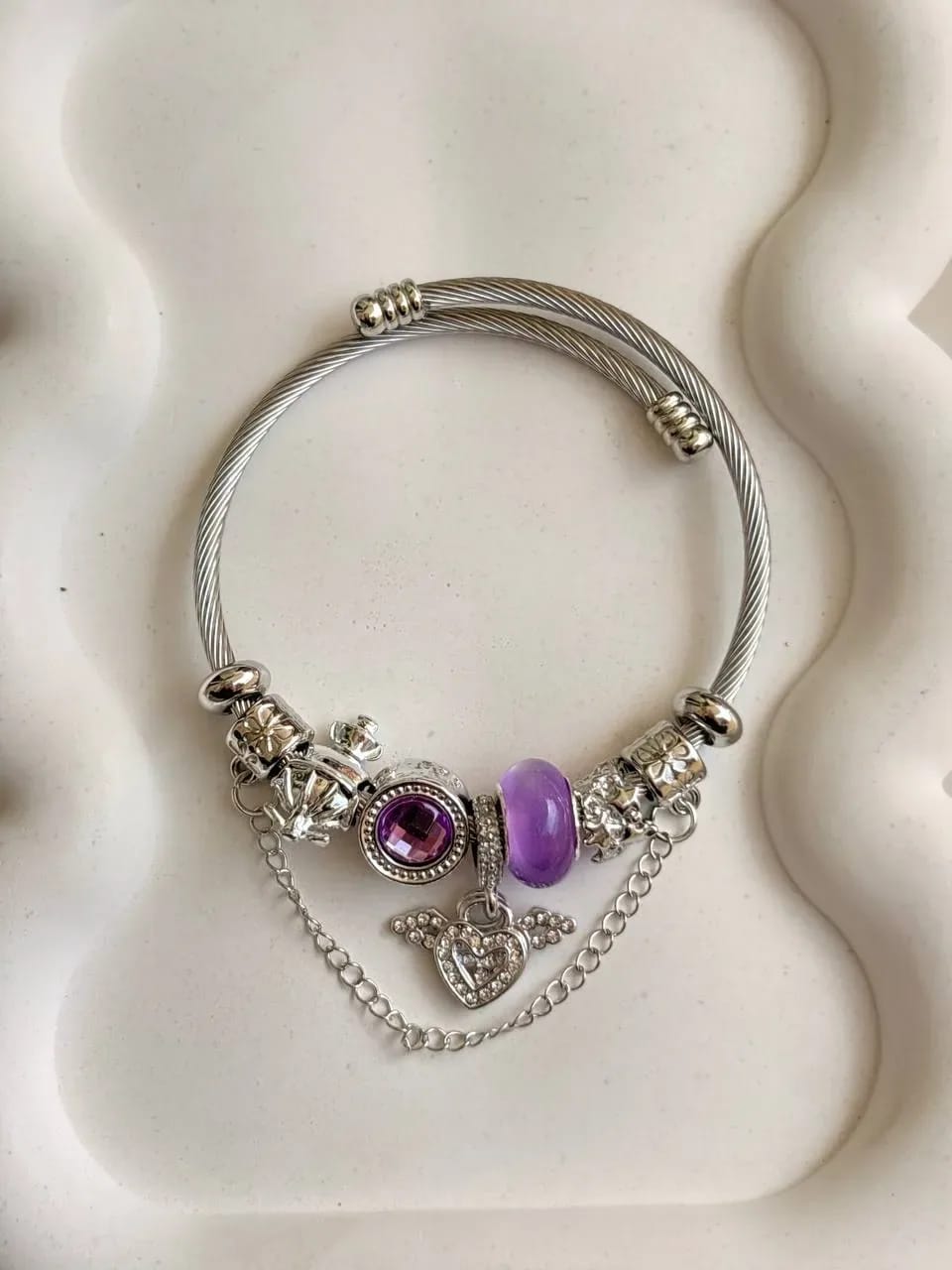Lilac Heart Charm Bracelet — Charm Bracelets