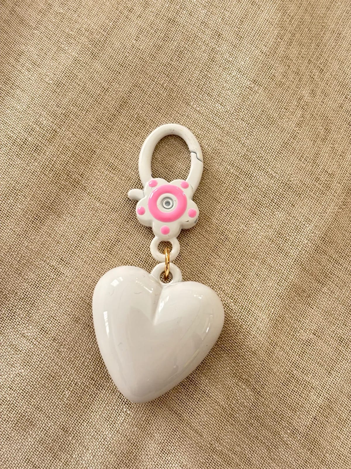 White Heart Charm — Key, Bag & Phone Chains