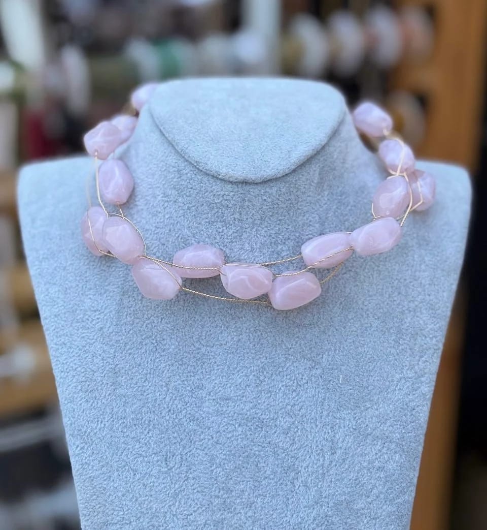 Pink gemstone choker