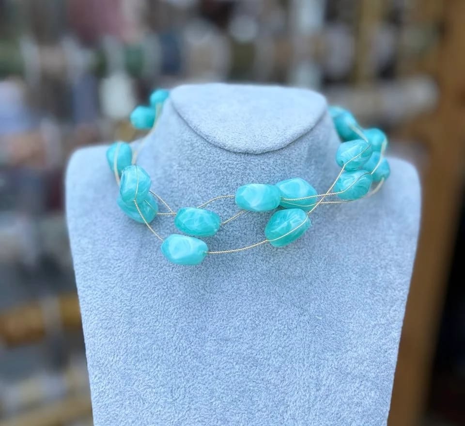 Turquoise gemstone choker